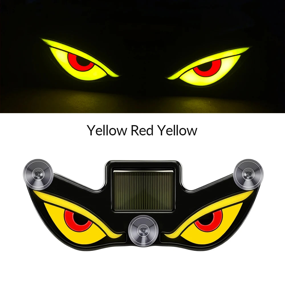 Windshield Devil Eyes LED Solar Warning Flashing Signal Indicator Car LED Ambient Lights with Suction Cup for SUV Auto Window