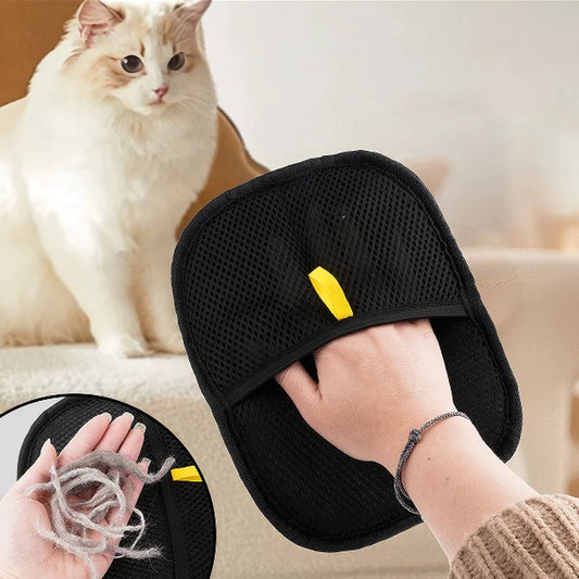 Pet Grooming Gloves – Static Hair Remover Brush for Dog & Cat Fur