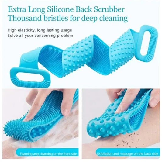Body Silicone Brush Scrub Body Exfoliating Sponge Brush Bathroom Shower Back Brush Bath Scrub Clean Tool Stain Removal Bath Belt - Home Pet Hub