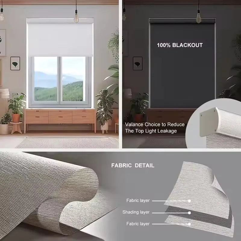 Customized Blinds Polyester Easy To Clean Children Safe Zigbee Homekit Motor Connect Alexa Motorized Roller Blinds For Windows