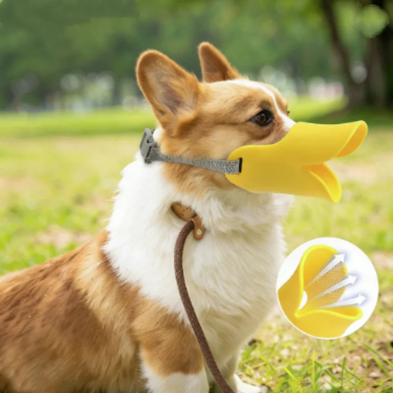 Adjustable Dog Silicone Duck Muzzle Anti Bite Stop Barking Pet Accessory Safe Small to Large Dog Mouthpiece Cover