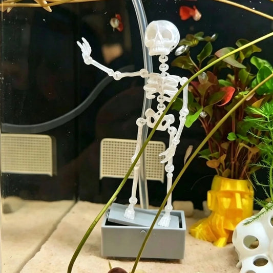 3D Printed Dancing Skeleton Aquarium Bubbler Plastic with Air Tube Fish Tank Dance Skull Ornament Gothic Air Driven - Home Pet Hub