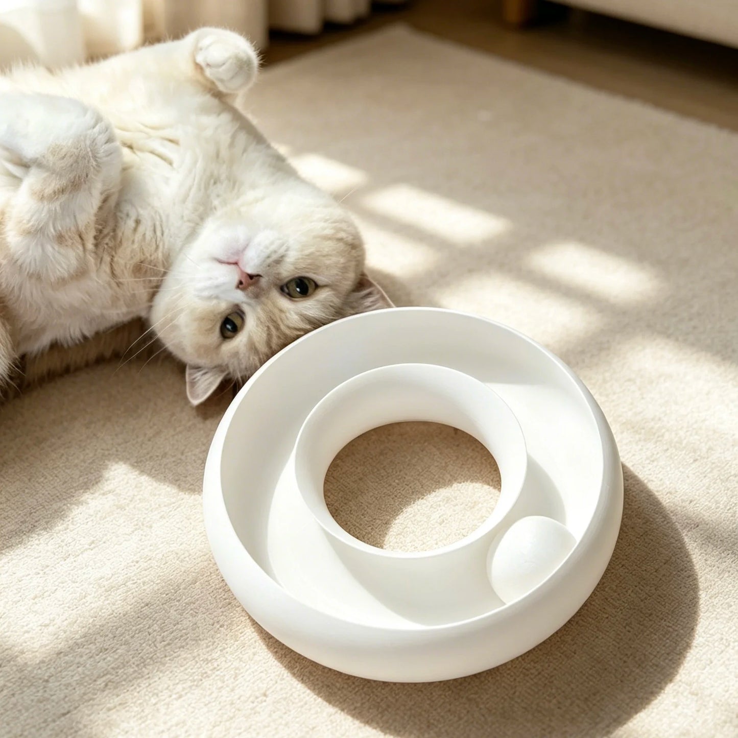 Pet Cat Interactive Donut Roller Ball Toy Indoor Cat Enrichment Toy Anti Boredom Kitten Play Supplies