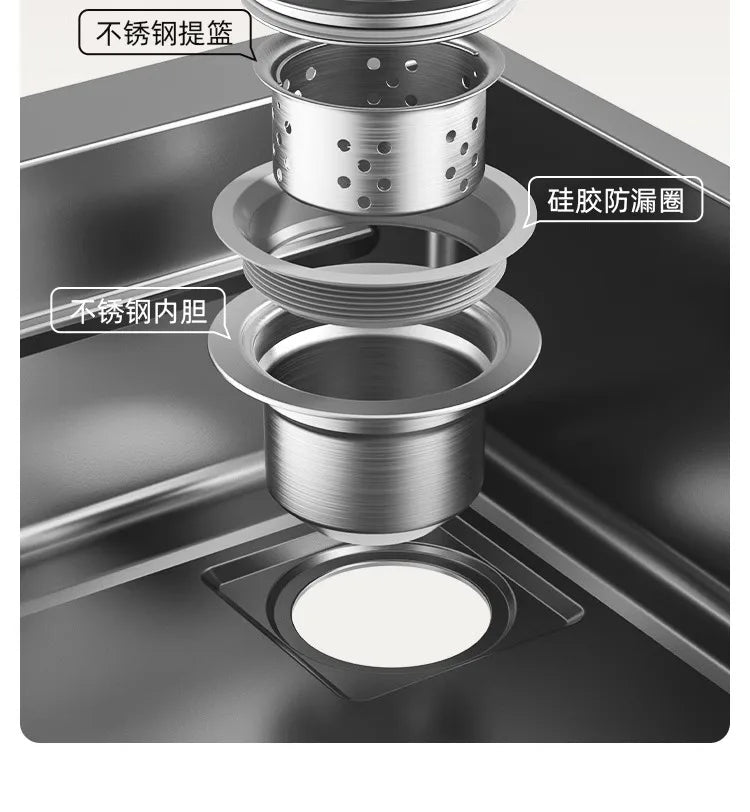 Kitchen Vegetable Basin, Large Sink, 304 Stainless Steel Countertop Sink, Dishwasher, Household Thickened Vegetable Sink