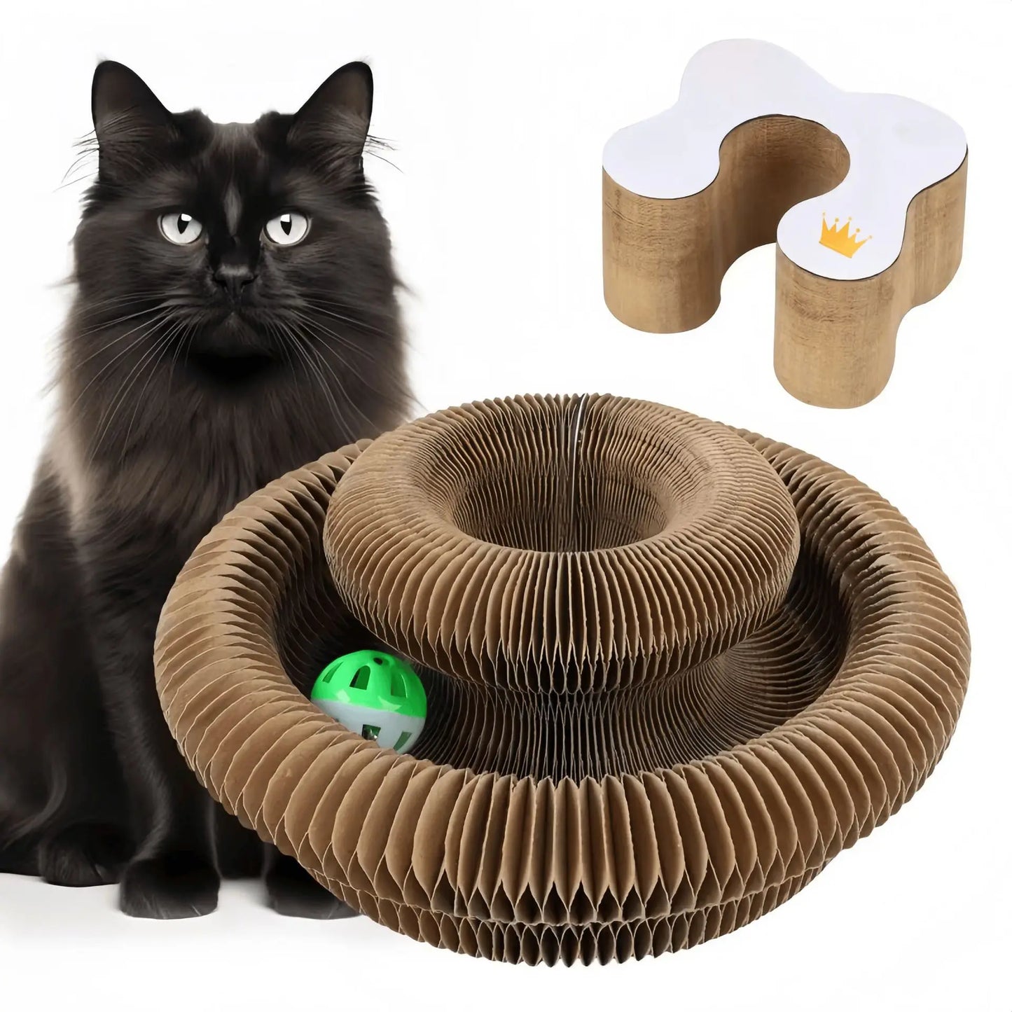 Customized Shopify Dropshipping Foldable Cat Scratcher With Bell Catnip Multi-level Cardboard Toy Kitten Durable Claw Sharpener
