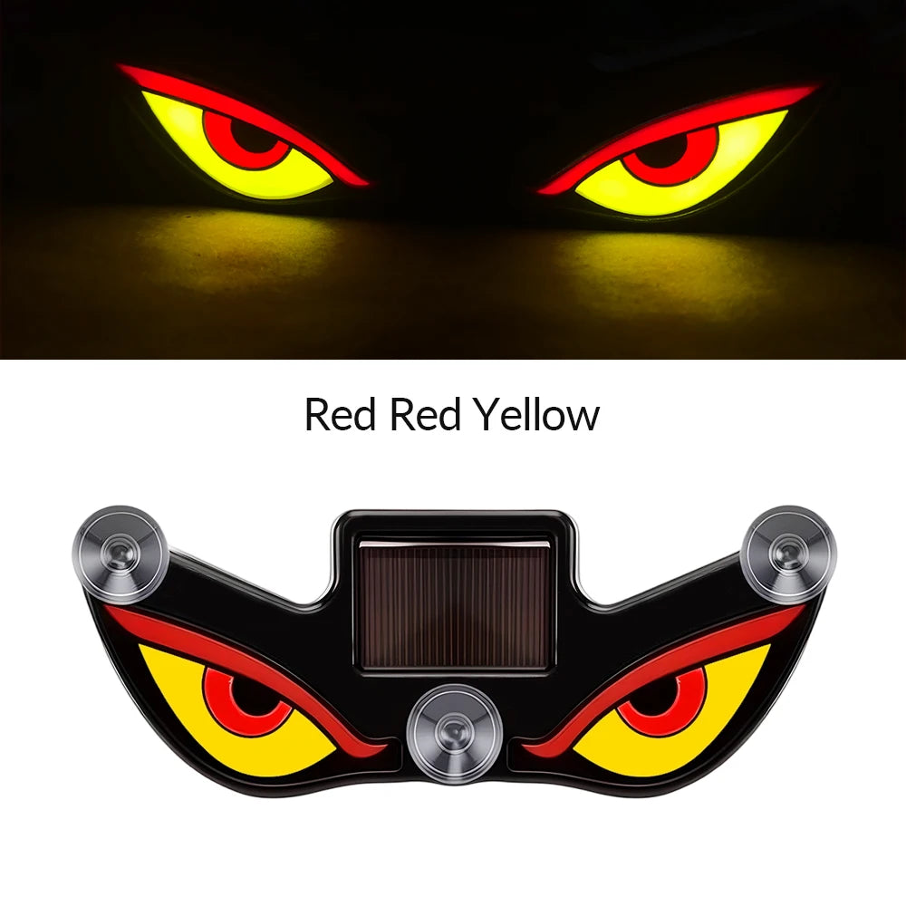 Windshield Devil Eyes LED Solar Warning Flashing Signal Indicator Car LED Ambient Lights with Suction Cup for SUV Auto Window