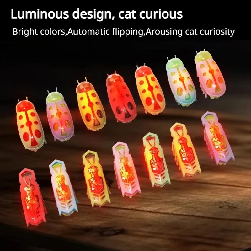 Pet Interactive Mini Electric Bug Cat Toy Kitten Escape Obstacle Automatic Flip Toy Battery Operated Vibration Beetle Supplies