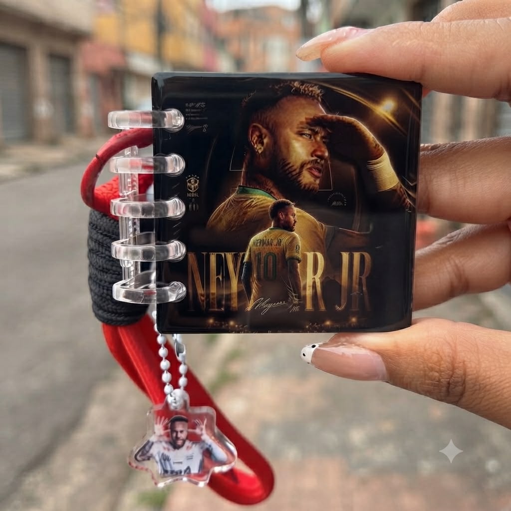 Neymar Mini Photo Book Keychain – Double Sided Acrylic Football Fan Keyring 🇧🇷⚽