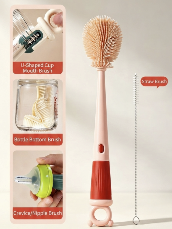 🍼 Portable Baby Bottle Cleaning Kit – Travel Silicone Cleaning Set