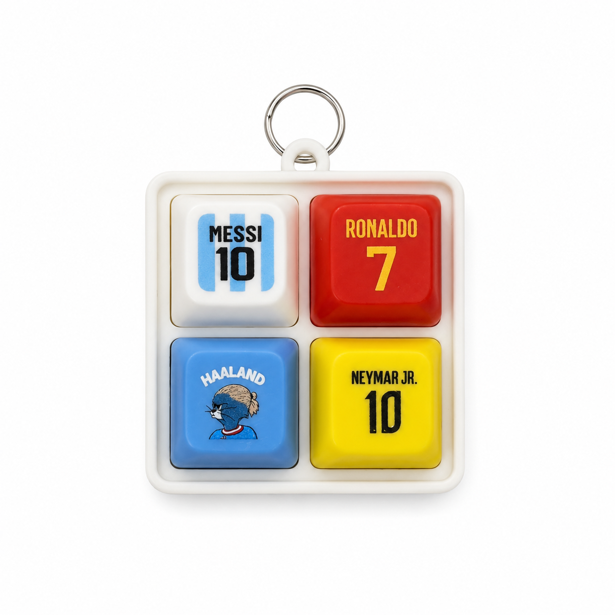 Football Legends Sound Button Keychain – Messi, Ronaldo, Haaland & Neymar