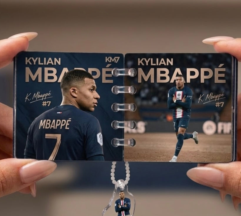 Premium Kylian Mbappé Mini Notebook Keychain - Soccer Star Collectible Accessory
