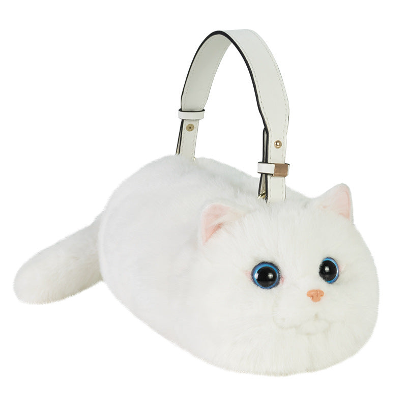 Simulation Cat Shoulder Bag – Realistic Plush Cat Crossbody Purse for Cat Lovers